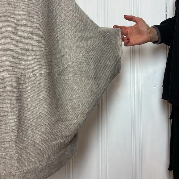 Light Beige Convertible Turtleneck Poncho Sweater/cardigan - Picture 8 of 13